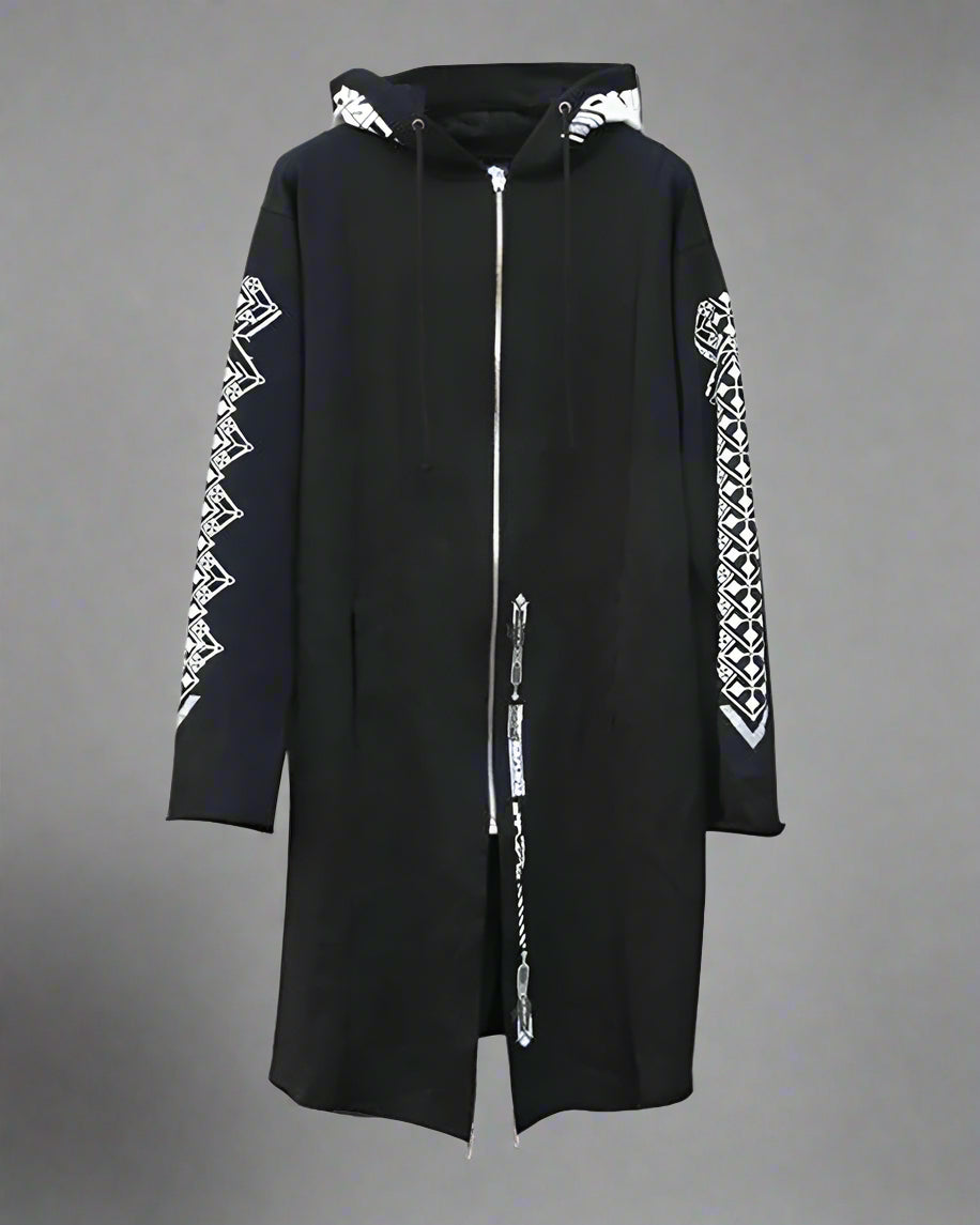 Edgy Futuristic Dark Long Coat -  urban fashion - Futuristic Dark Long Coat for Stylish Urban Wear - View 8