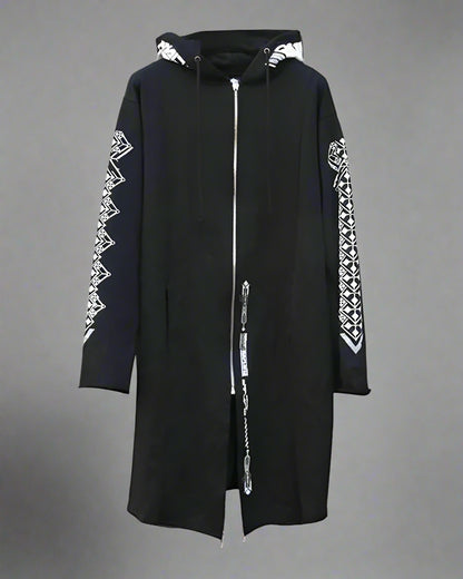 Edgy Futuristic Dark Long Coat -  urban fashion - Futuristic Dark Long Coat for Stylish Urban Wear - View 8
