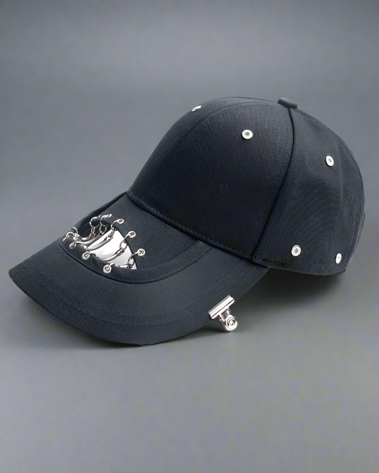 Edgy Hollow Chain Black Cap - black cap - Edgy Hollow Chain Black Cap for Street Style - Main view