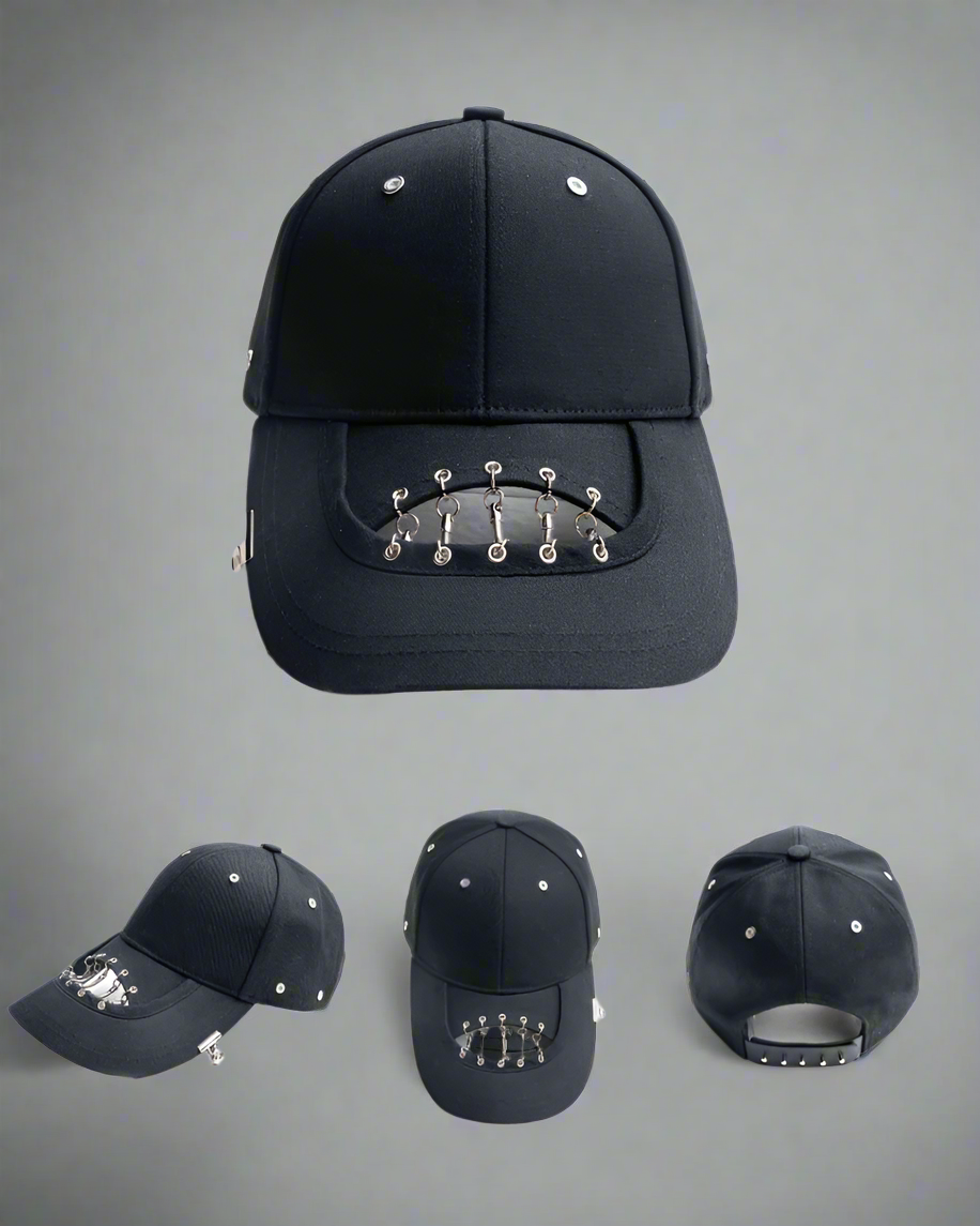 Edgy Hollow Chain Black Cap - black cap - Edgy Hollow Chain Black Cap for Street Style - View 8