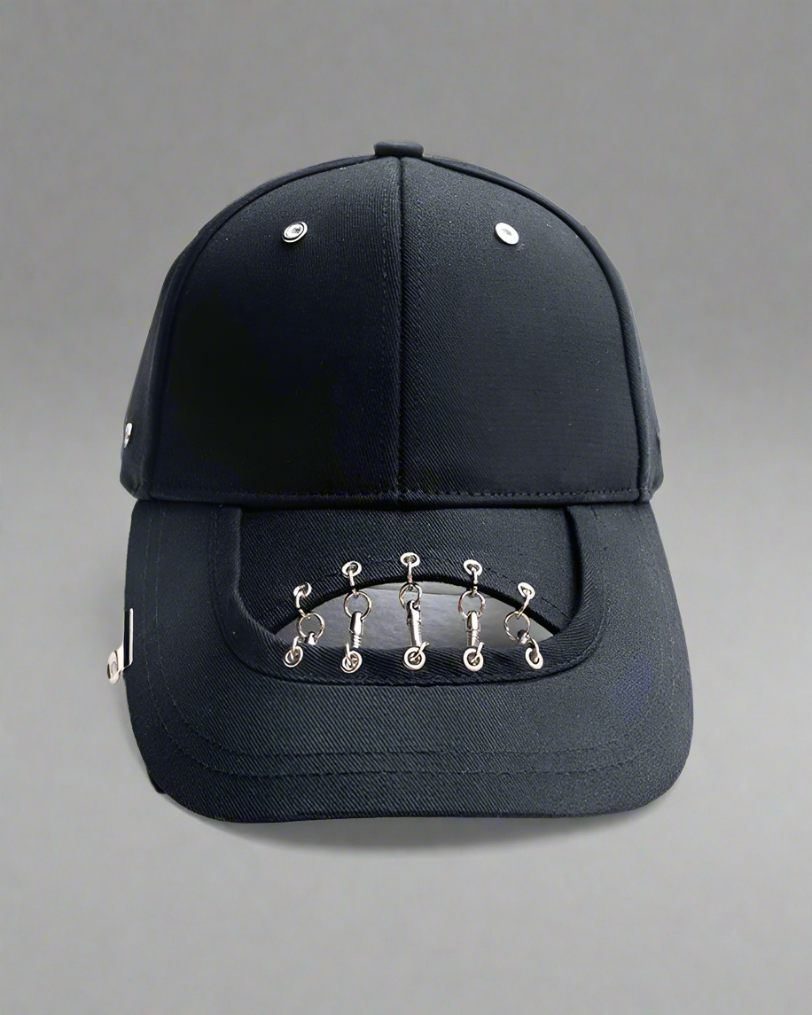 Edgy Hollow Chain Black Cap -  cotton baseball cap - Edgy Hollow Chain Black Cap for Street Style - View 5