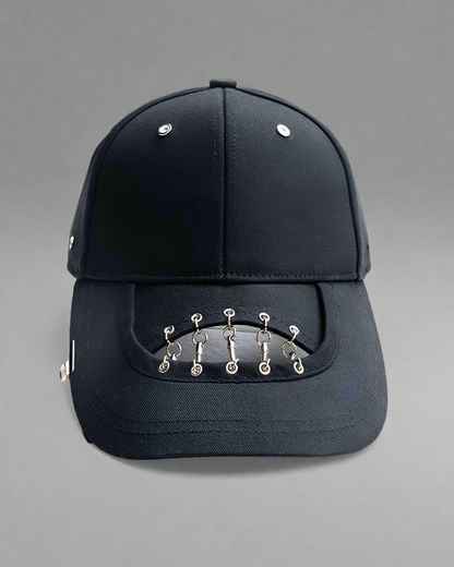 Edgy Hollow Chain Black Cap -  cotton baseball cap - Edgy Hollow Chain Black Cap for Street Style - View 5