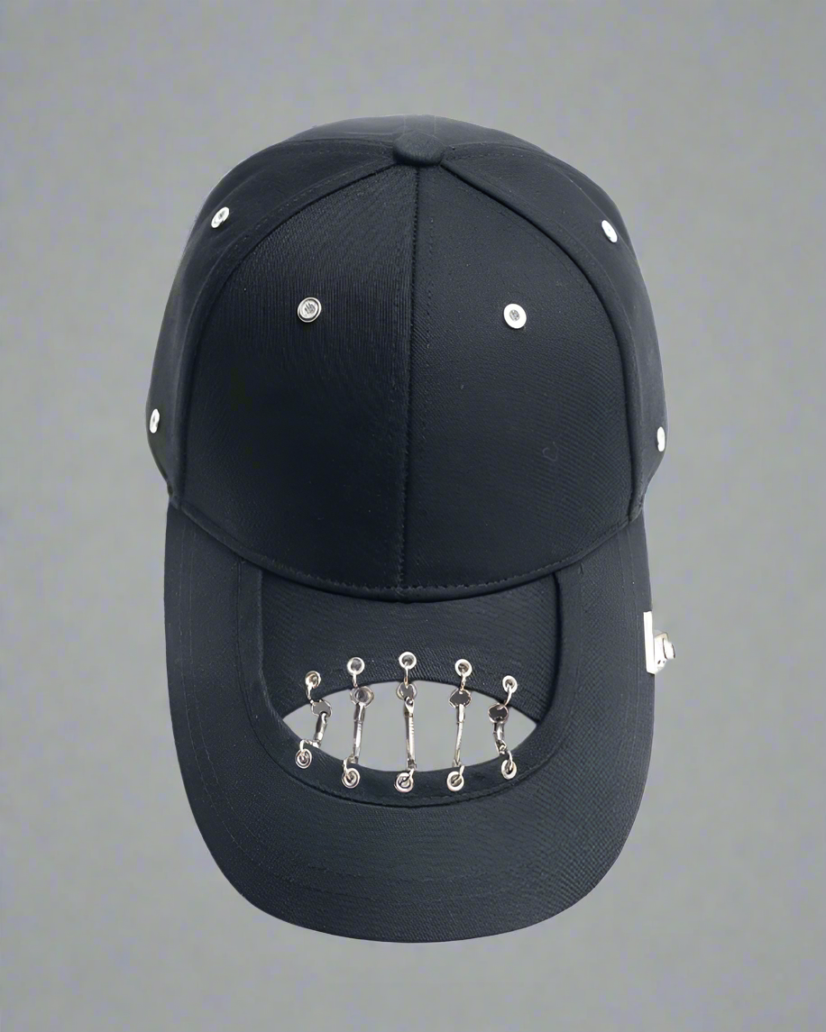 Edgy Hollow Chain Black Cap -  hollow design - Edgy Hollow Chain Black Cap for Street Style - View 6