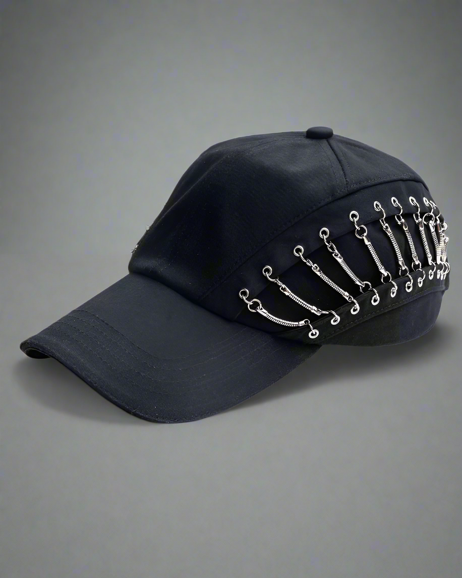 Edgy Hollow Chain Cap -  futuristic fashion cap - Edgy Hollow Chain Cap for a Unique Street Style - View 10