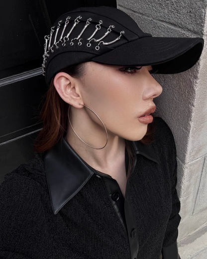Edgy Hollow Chain Cap -  punk cap - Edgy Hollow Chain Cap for a Unique Street Style - View 5