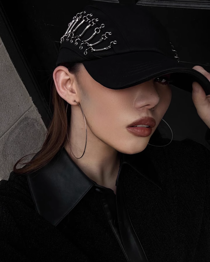 Edgy Hollow Chain Cap -  streetwear hat - Edgy Hollow Chain Cap for a Unique Street Style - View 6