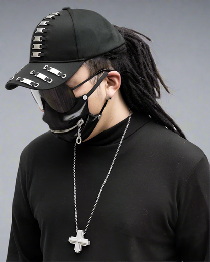 Edgy Metal Plate Cap -  adjustable fit - Street Punk Metal Plate Baseball Cap with Unique Design - View 3