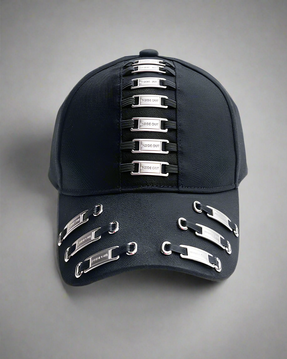Edgy Metal Plate Cap -  cotton baseball cap - Street Punk Metal Plate Baseball Cap with Unique Design - View 6