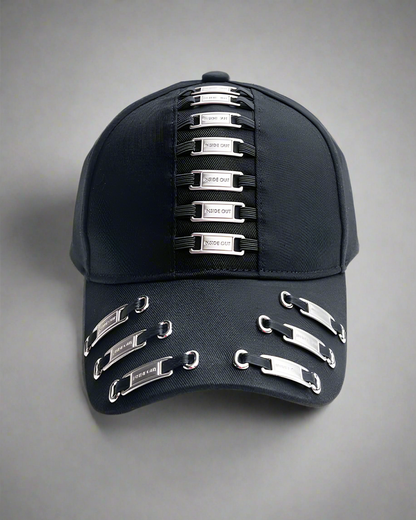 Edgy Metal Plate Cap -  cotton baseball cap - Street Punk Metal Plate Baseball Cap with Unique Design - View 6