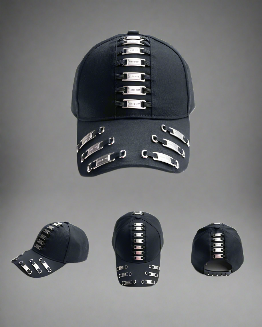 Edgy Metal Plate Cap -  deconstructed design hat - Street Punk Metal Plate Baseball Cap with Unique Design - View 8
