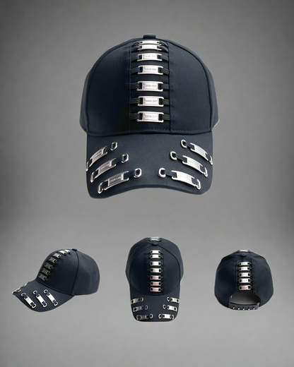 Edgy Metal Plate Cap -  deconstructed design hat - Street Punk Metal Plate Baseball Cap with Unique Design - View 8