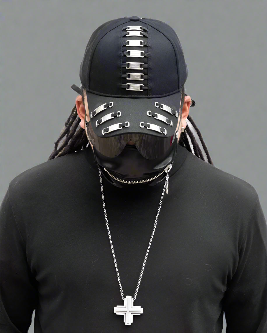 Edgy Metal Plate Cap - street punk cap - Street Punk Metal Plate Baseball Cap with Unique Design - View 2