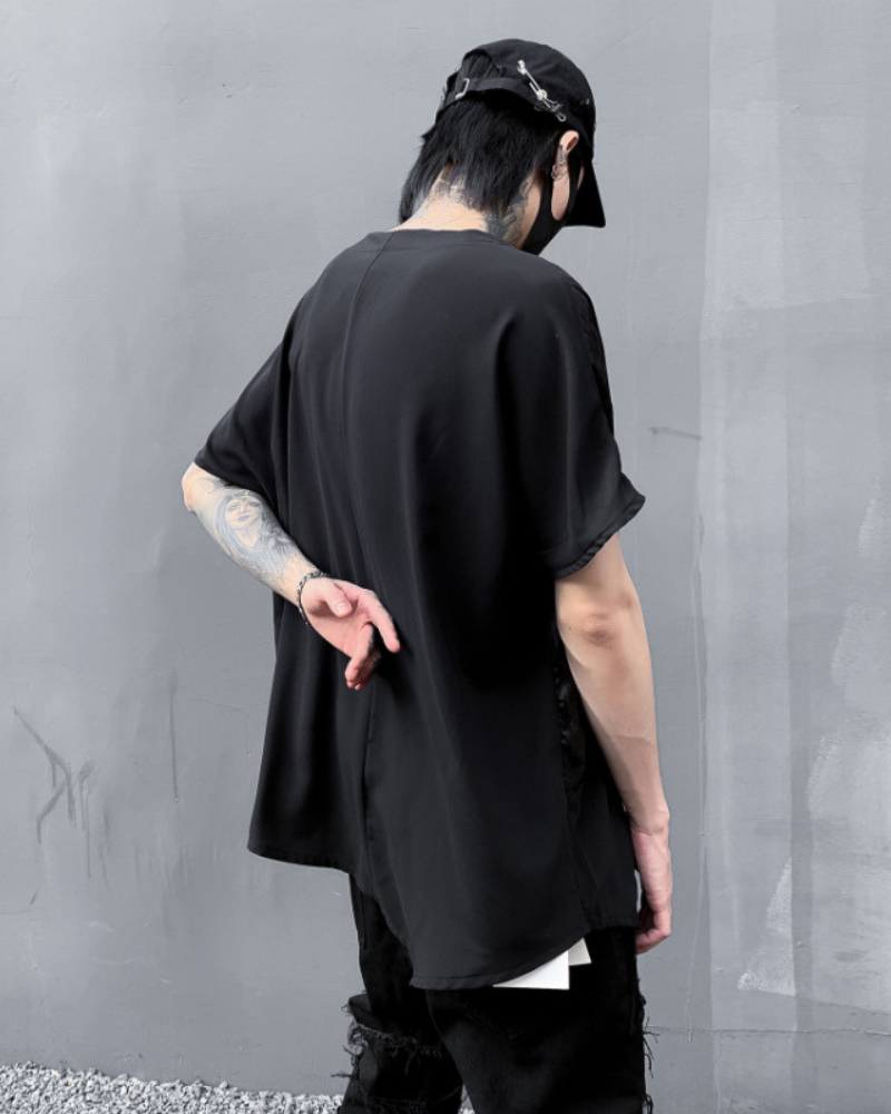 Edgy Patchwork Hem Tee -  durable fabric t-shirt - Edgy Patchwork Hem Tee for Urban Techwear Style - View 6