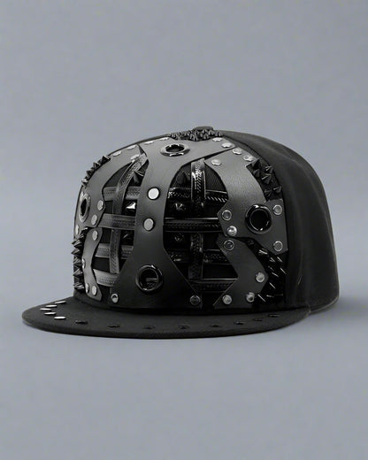 Edgy Rivet Strap Cap - rivet cap - Stylish Black Rivet Strap Cap for Comfort and Durability - View 2