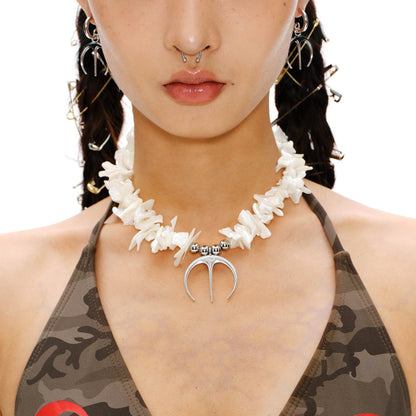 Edgy Shell Spike Necklace - spike necklace - Bold Spiked Shell Pendant Necklace for Unique Style - Main view