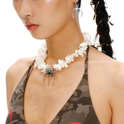 Edgy Shell Spike Necklace - spiked pendant necklace - Bold Spiked Shell Pendant Necklace for Unique Style - View 2