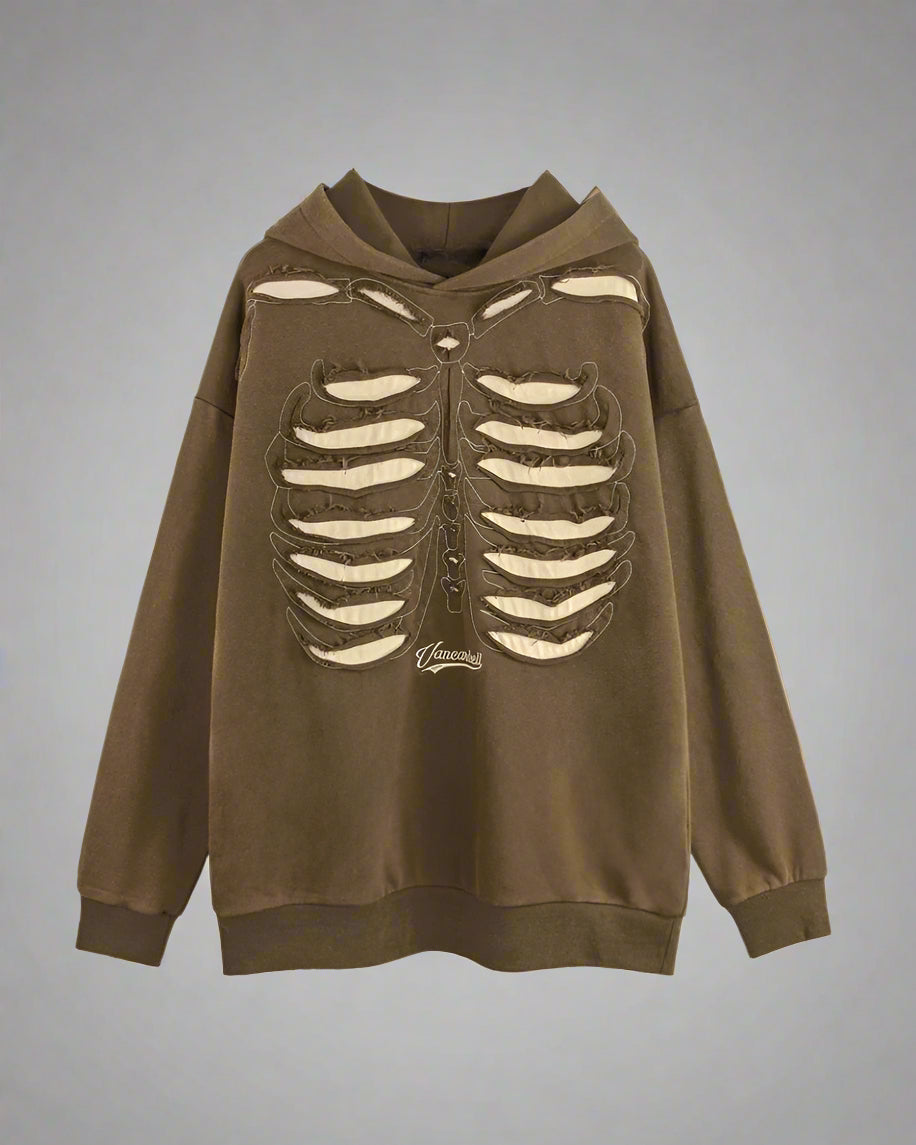 Edgy Skeleton Cutout Hoodie -  music festival - Edgy Skeleton Cutout Hoodie for Unique Street Style - View 8