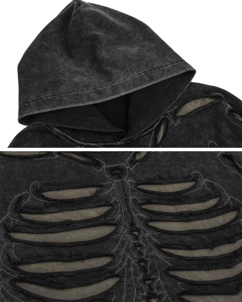 Edgy Skeleton Cutout Hoodie - unique hoodie design - Edgy Skeleton Cutout Hoodie for Unique Street Style - View 11