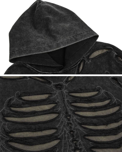 Edgy Skeleton Cutout Hoodie - unique hoodie design - Edgy Skeleton Cutout Hoodie for Unique Street Style - View 11