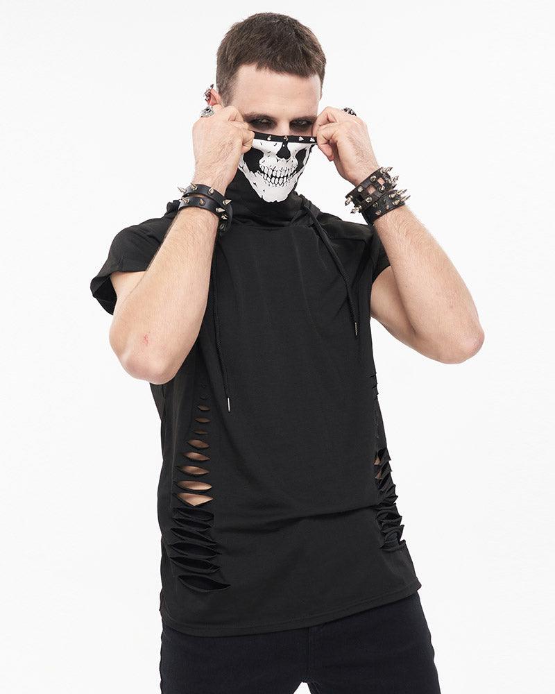 Edgy Skull Hooded Tank Top -  black tank - Edgy Skull Hooded Tank Top for Urban Style - View 3