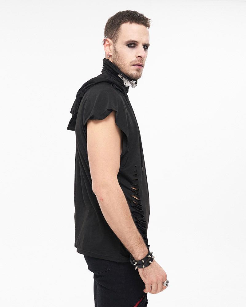 Edgy Skull Hooded Tank Top -  cyberpunk tank top - Edgy Skull Hooded Tank Top for Urban Style - View 4