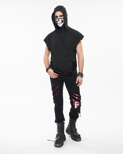 Edgy Skull Hooded Tank Top -  techwear style - Edgy Skull Hooded Tank Top for Urban Style - View 8