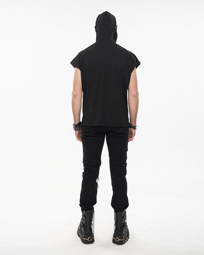 Edgy Skull Hooded Tank Top -  urban wear - Edgy Skull Hooded Tank Top for Urban Style - View 9