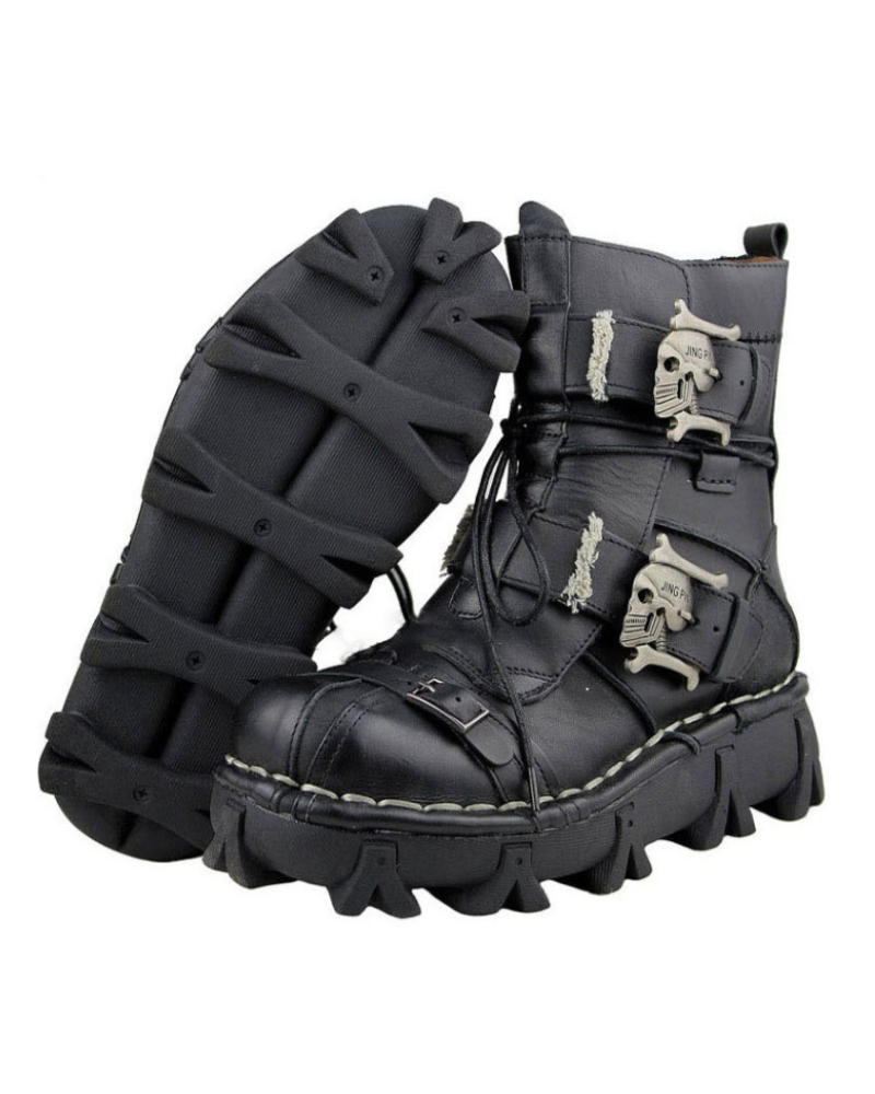 Edgy Skull Motorcycle Boots -  skull boots - Unisex Skull Punk Motorcycle Riding Boots for Comfort - View 4