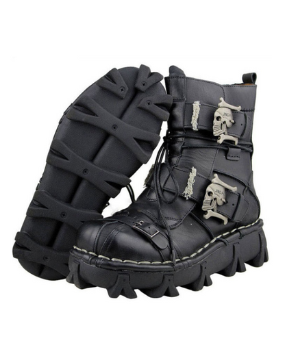 Edgy Skull Motorcycle Boots -  skull boots - Unisex Skull Punk Motorcycle Riding Boots for Comfort - View 4