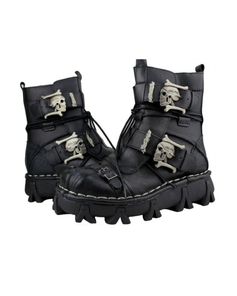 Edgy Skull Motorcycle Boots - punk motorcycle boots - Unisex Skull Punk Motorcycle Riding Boots for Comfort - View 2
