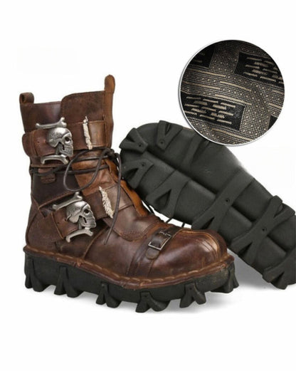Edgy Skull Motorcycle Boots -  edgy footwear - Unisex Skull Punk Motorcycle Riding Boots for Comfort - View 10