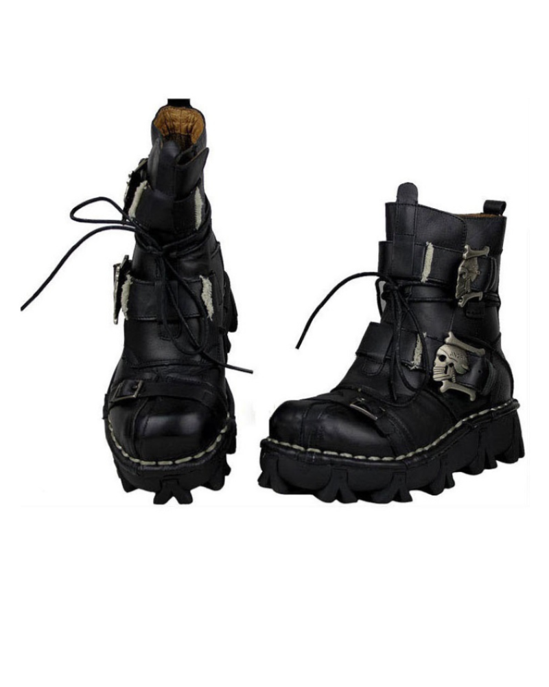 Edgy Skull Motorcycle Boots -  techwear shoes - Unisex Skull Punk Motorcycle Riding Boots for Comfort - View 6