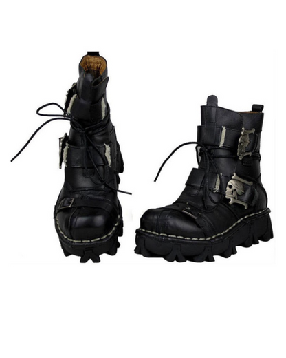 Edgy Skull Motorcycle Boots -  techwear shoes - Unisex Skull Punk Motorcycle Riding Boots for Comfort - View 6
