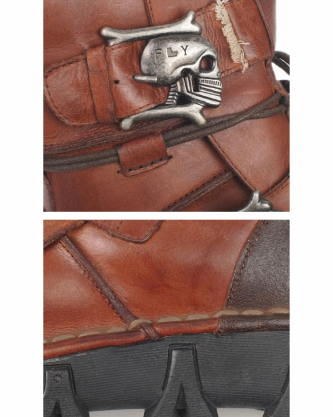 Edgy Skull Motorcycle Boots -  stylish leather boots - Unisex Skull Punk Motorcycle Riding Boots for Comfort - View 12