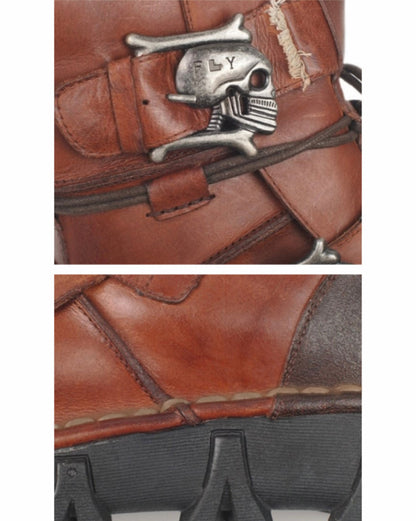 Edgy Skull Motorcycle Boots -  stylish leather boots - Unisex Skull Punk Motorcycle Riding Boots for Comfort - View 12