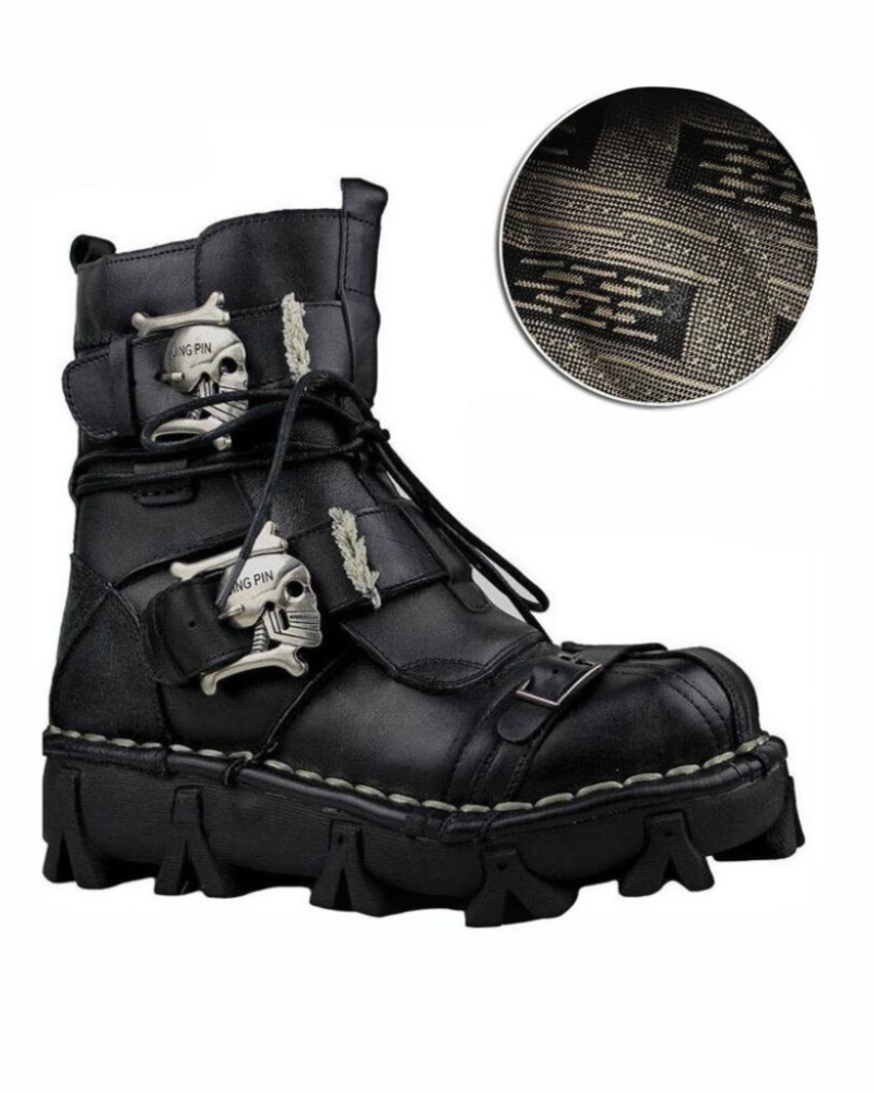 Edgy Skull Motorcycle Boots - punk motorcycle boots - Unisex Skull Punk Motorcycle Riding Boots for Comfort - View 9