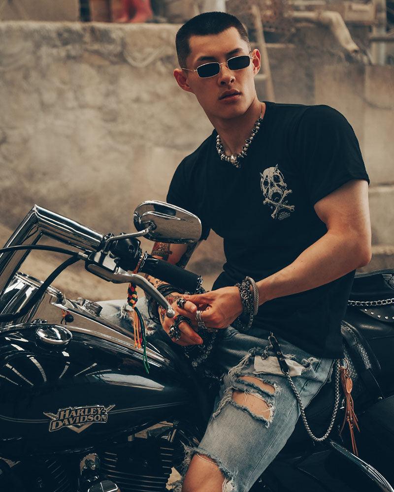 Edgy Skull Rock Punk Tee -  techwear - Edgy Skull Rock Punk Tee for Techwear Lovers - View 7