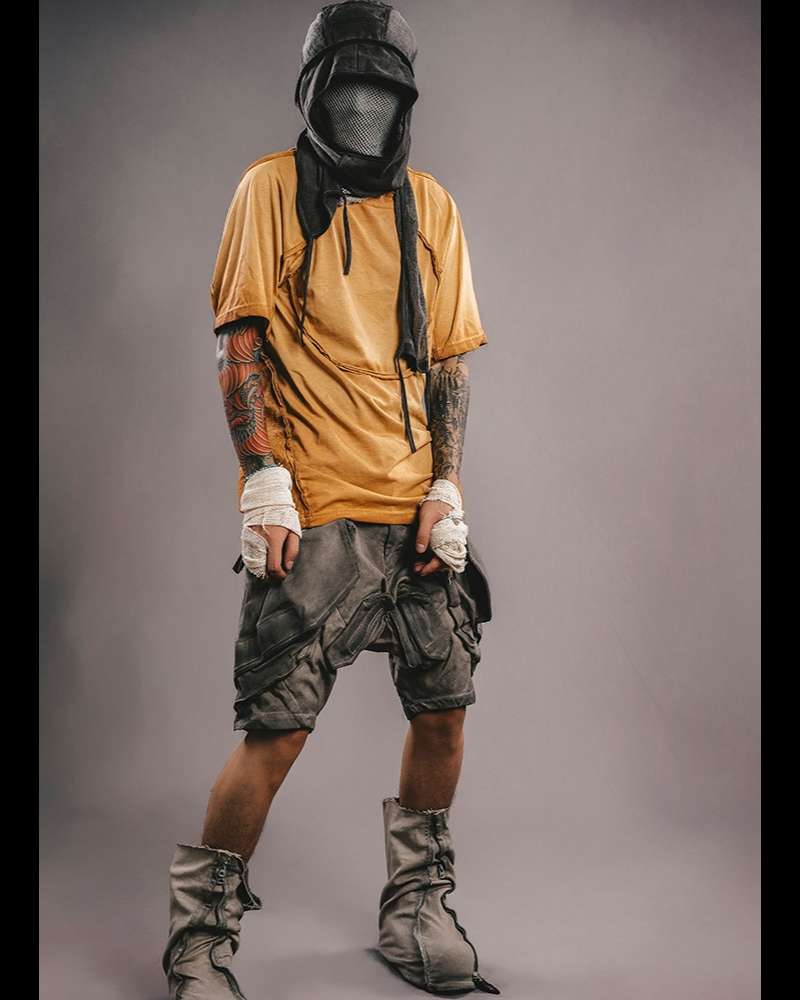 Edgy Spliced Bat Short Sleeve Tee -  orange tee - Edgy Spliced Bat Short Sleeve Tee in Cotton - View 6