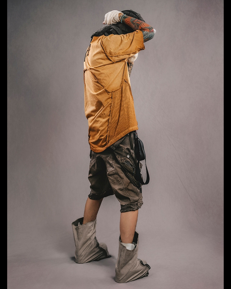 Edgy Spliced Bat Short Sleeve Tee -  streetwear - Edgy Spliced Bat Short Sleeve Tee in Cotton - View 7