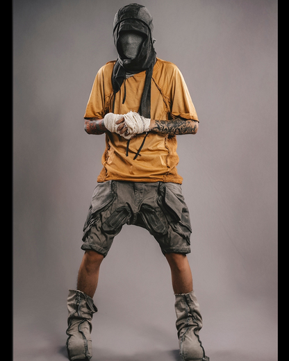 Edgy Spliced Bat Short Sleeve Tee - techwear clothing - Edgy Spliced Bat Short Sleeve Tee in Cotton - View 2