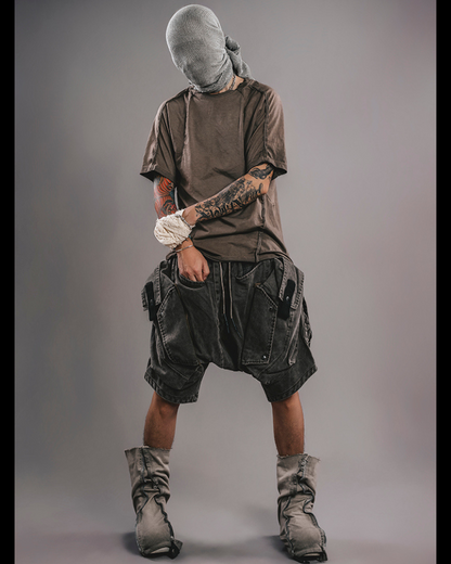 Edgy Spliced Distressed Tee -  cotton t-shirt - Edgy Spliced Distressed Tee for Comfortable Style - View 4
