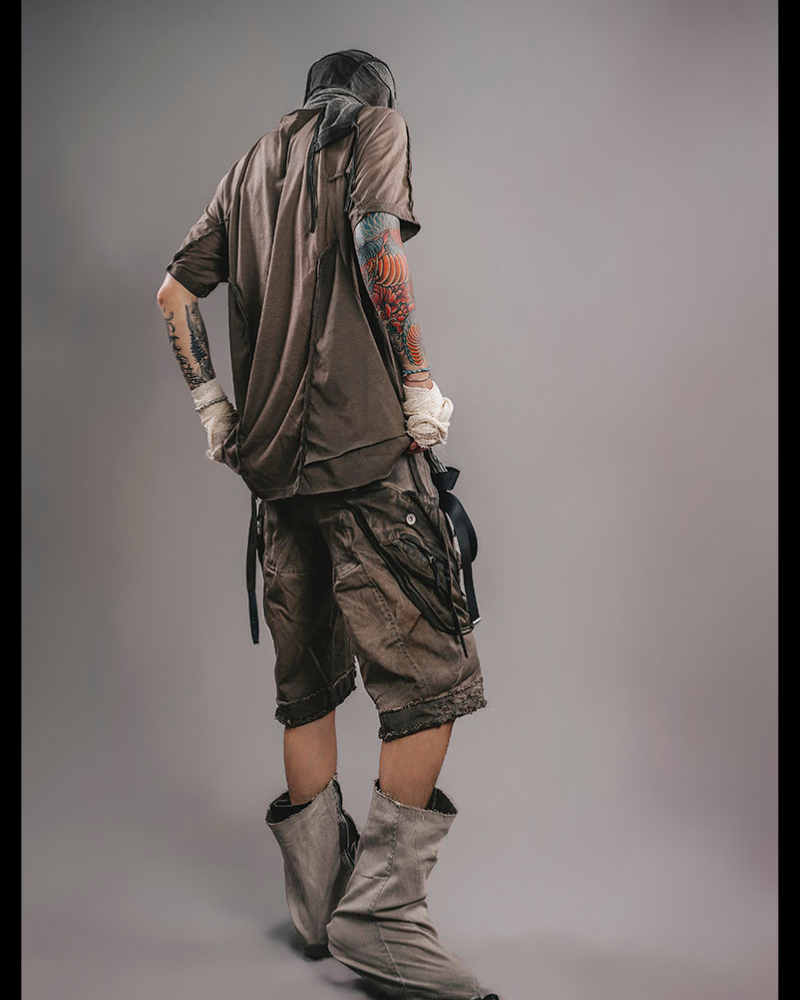 Edgy Spliced Distressed Tee -  cyberpunk - Edgy Spliced Distressed Tee for Comfortable Style - View 5