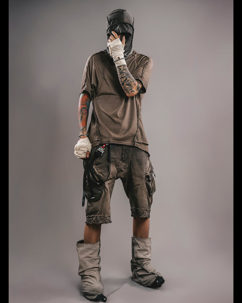 Edgy Spliced Distressed Tee - stylish cotton t-shirt - Edgy Spliced Distressed Tee for Comfortable Style - View 2