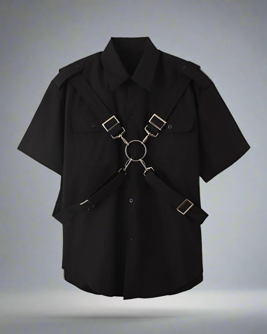 Edgy Techwear Ribbon Shirt -  comfortable clothing - Edgy Techwear Ribbon Shirt for Stylish Functionality - View 10