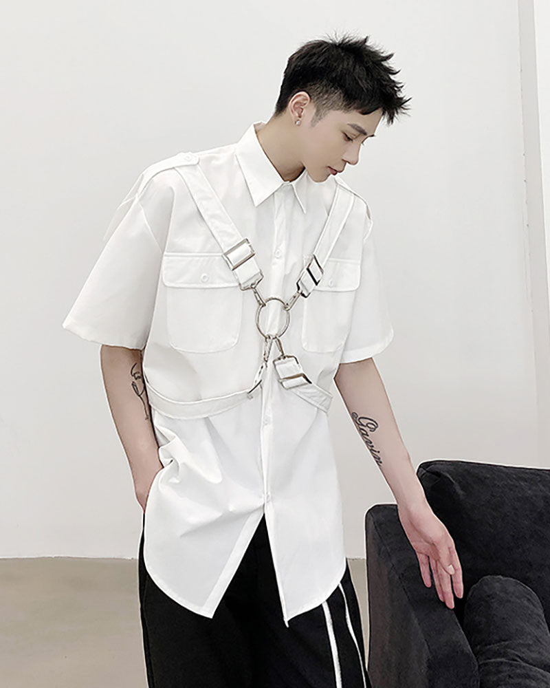 Edgy Techwear Ribbon Shirt -  comfortable clothing - Edgy Techwear Ribbon Shirt for Stylish Functionality - View 3