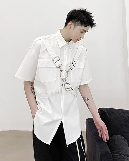 Edgy Techwear Ribbon Shirt -  comfortable clothing - Edgy Techwear Ribbon Shirt for Stylish Functionality - View 3