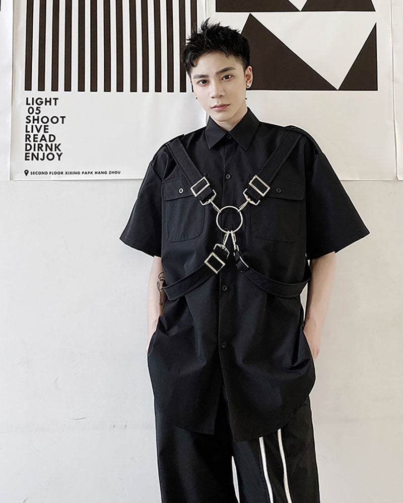Edgy Techwear Ribbon Shirt -  comfortable design - Edgy Techwear Ribbon Shirt for Stylish Functionality - View 4