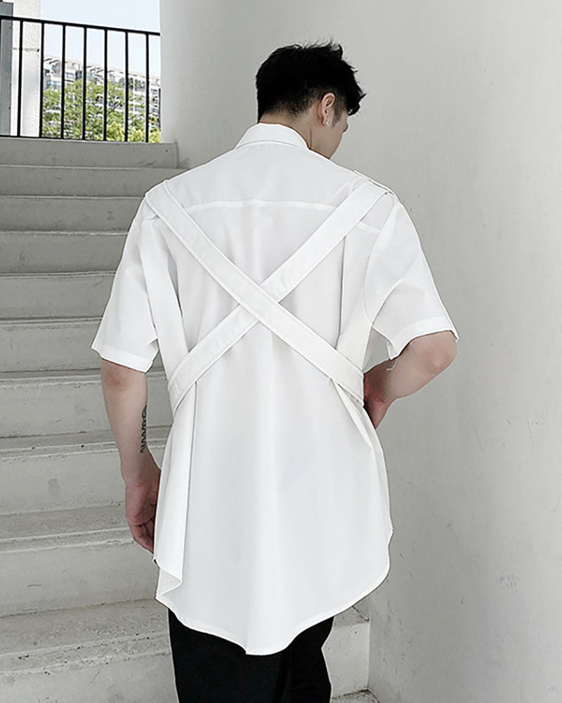 Edgy Techwear Ribbon Shirt -  edgy shirt - Edgy Techwear Ribbon Shirt for Stylish Functionality - View 5