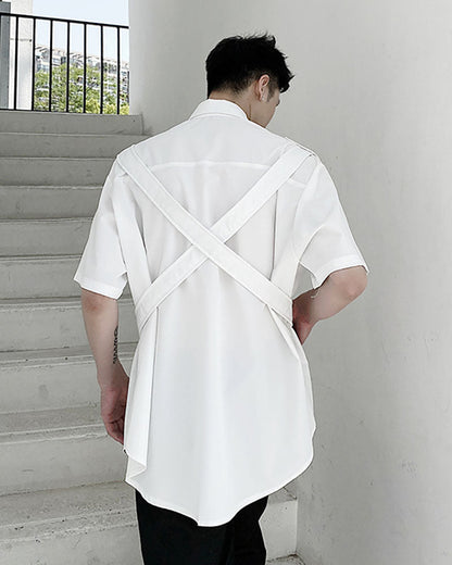 Edgy Techwear Ribbon Shirt -  edgy shirt - Edgy Techwear Ribbon Shirt for Stylish Functionality - View 5