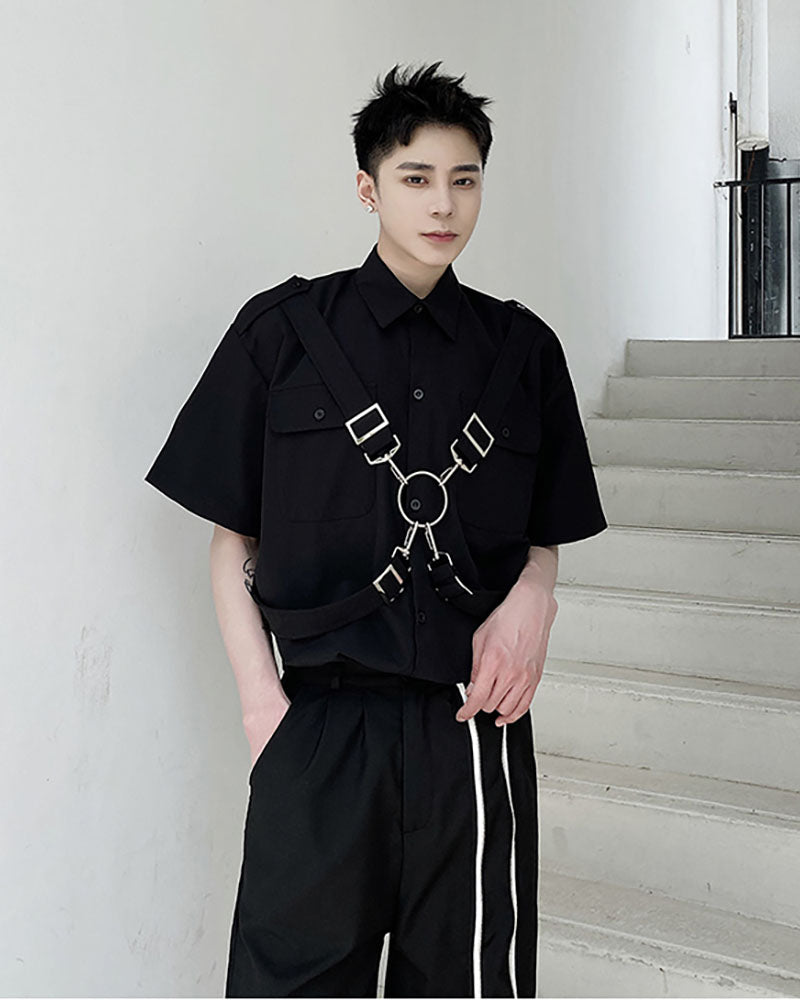 Edgy Techwear Ribbon Shirt - functional techwear - Edgy Techwear Ribbon Shirt for Stylish Functionality - View 8